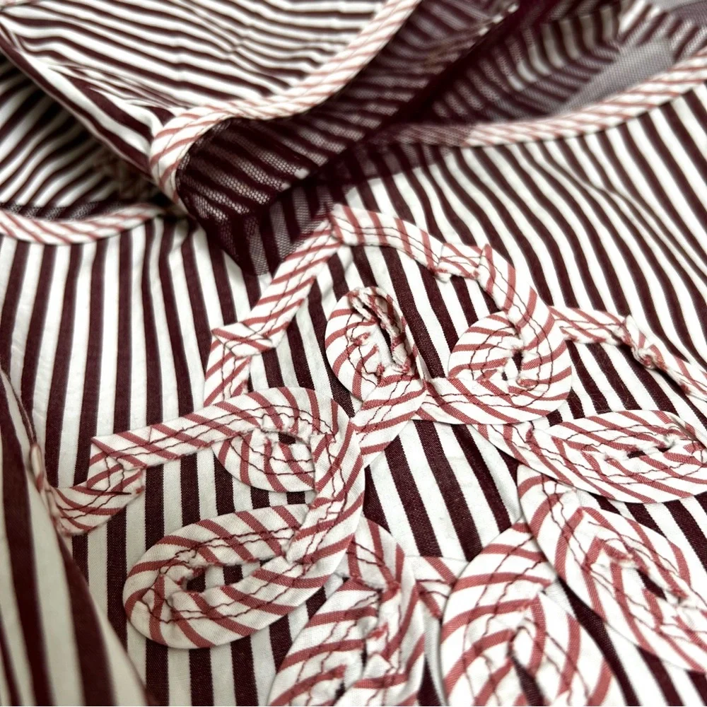 New Powder Pink Brown Striped Skirt‎ A-Line Office Siren School Teacher 3D Artsy